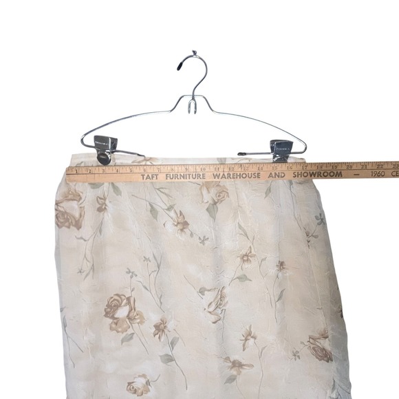 VTG N McNaughton XL Floral Print Maxi Skirt Beige Cottagecore Flowy Fairy Grunge - Picture 4 of 13